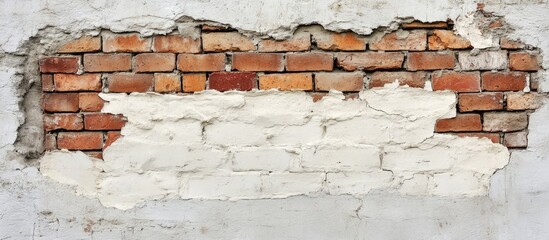 Poster - Old Brick Wall with Cracked Plaster and Copy Space for Text in a Textured Background
