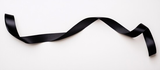 Poster - Black satin ribbon twisted on a white background with copy space for text or design elements.