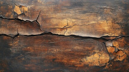 Poster - Textured abstract background with cracks and warm brown tones suitable for various design applications Copy Space