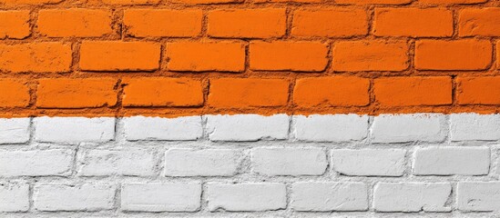 Poster - orange and white painted brick wall texture with copy space for background use