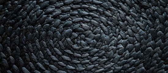 Poster - black braided circular pattern textured background with copy space for text.