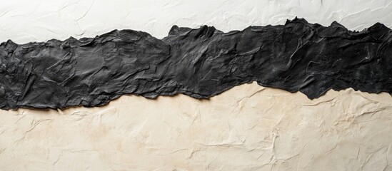 Poster - textured abstract background with layers of black and cream paper creating a modern artistic pattern