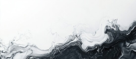 Poster - Abstract black and white wave pattern texture with smooth blending and Copy Space for text placement.