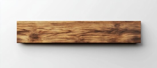 Poster - Wooden plank with natural grain pattern isolated on white background with copy space for text or design elements.