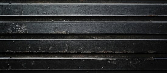 Poster - black wooden slats background with visible texture and wear providing ample copy space for text plac