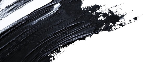 Poster - black and white abstract paint stroke with textured brush details and copy space for design projects