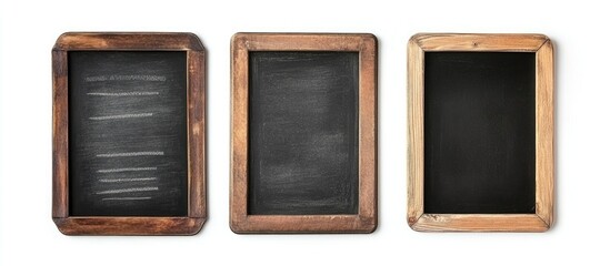 Poster - Wooden framed empty chalkboards set on a white background with copy space for text or graphics