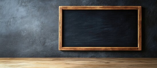 Poster - Wooden Framed Chalkboard on Dark Gray Background with Copy Space for Text and Display