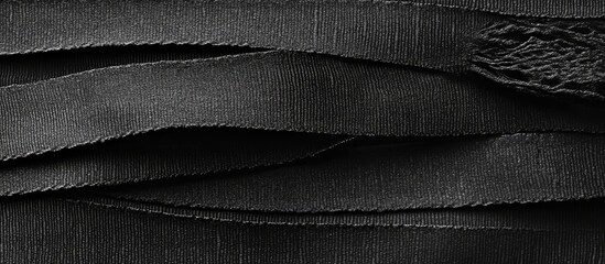 Poster - Black Satin Ribbons Textured Background with Copy Space for Design Elements