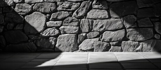 Poster - Stone wall texture with shadows and light highlighting uneven surface, Copy Space available for text placement