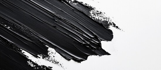 Poster - black paint stroke on white background with texture and depth, abstract artwork, copy space for text