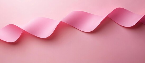 Poster - Pink wavy ribbon on a soft pink background with copy space for text or graphics