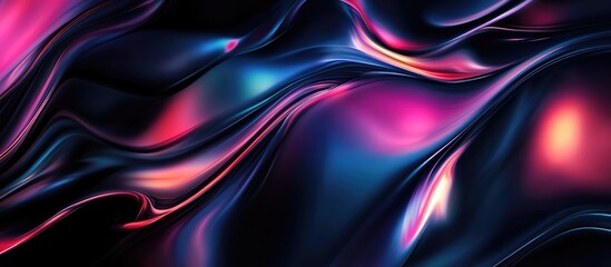 Poster - Abstract colorful wave background with shades of blue pink and purple in fluid texture Copy Space