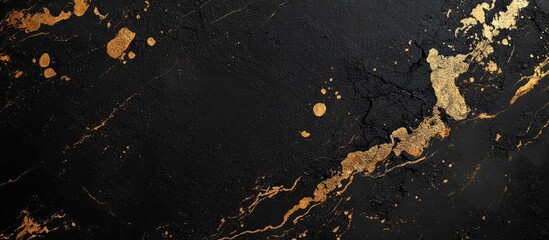 Poster - Black marble texture with gold veins and splashes suitable for backgrounds and elegant designs Copy Space