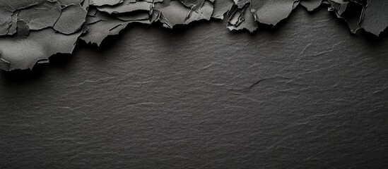 Poster - Black textured surface with peeling paint creating a layered effect and subtle ripples below Copy Space