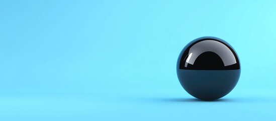 Poster - Black glossy sphere on a light blue background with ample copy space for design elements or text