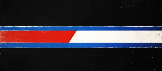 Poster - Colorful abstract design featuring horizontal blue, white, and red stripes on a black background with a distressed texture Copy Space included