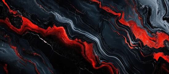 Poster - Abstract black and red marble texture with flowing patterns suitable for background designs and Copy Space available