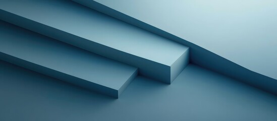 Poster - Abstract blue geometric shapes with smooth lines and angles on a monochromatic background Copy Space