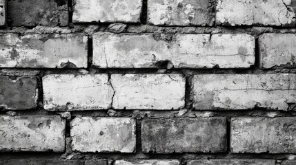 Wall Mural - Rustic Grey and White Weathered Brick Wall Texture Background Ideal for Text Placement and Design Projects