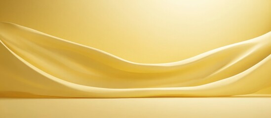 Fototapete - Soft flowing yellow silk fabric with gentle curves and texture on a plain background Copy Space