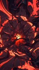 Poster - Abstract fiery molten lava artwork glowing intensely