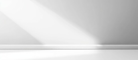 Fototapete - White minimalistic interior with diagonal light rays illuminating a smooth surface and walls providing Copy Space for overlay text.