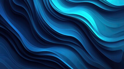 Fototapete - Abstract wavy blue textured background with layers of fluid shapes and smooth gradients suitable for graphic design with copy space