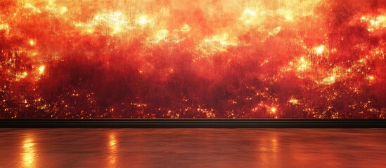 Fototapete - Vibrant abstract background with fiery orange and red hues reflecting off a smooth surface with Copy Space for text placement
