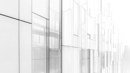Aufkleber - Modern Minimalistic Urban Architecture Featuring Glass and Concrete Skyscrapers in a Futuristic Cityscape with Soft Light Effect and Room for Text