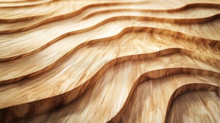 Poster - Textured waves in polished wood with light reflections and Copy Space for design elements