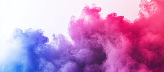 Poster - Colorful smoke effect in pink and blue with soft gradients on white background Copy Space
