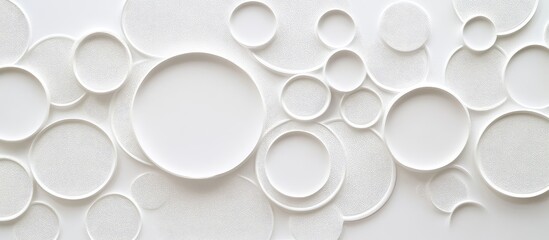 Poster - Elegant White Textured Background Featuring Subtle Circular Embossed Shapes Ideal for Creative Design and Text Placement in Minimalistic Style