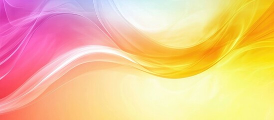Poster - Colorful abstract swirl background with pink, yellow, and orange gradients featuring smooth flowing lines and ample copy space.