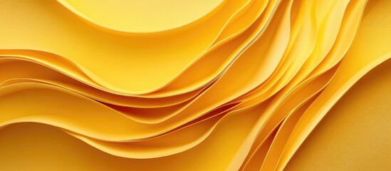 Fototapete - Yellow abstract paper texture with wavy layers and smooth curves ideal for backgrounds and design projects Copy Space