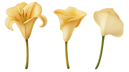Poster - Lily Flowers Collection on Clear Background Generative AI