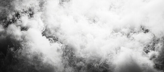 Aufkleber - Black and white textured surface of fluffy clouds with soot-like appearance and ample blank space for creative text placement