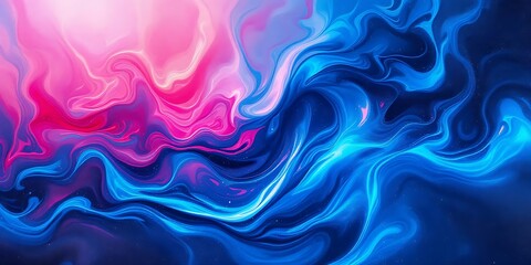 Wall Mural - Abstract pink blue wave swirl digital art background