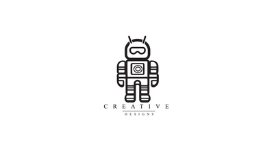 Fototapete - Robot line black icon. linear style sign for mobile concept and web design. Robot outline vector icon. Symbol, logo illustration. Vector graphics white background