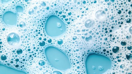 Aufkleber - Close-up of white soap bubbles on a vibrant blue background creating a visually refreshing and clean aesthetic for various projects.