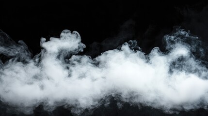 Poster - White smoke swirling against a deep black background creating a dramatic and atmospheric effect for creative projects