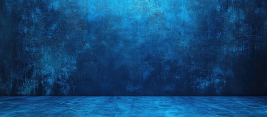 Fototapete - Blue textured wall and floor background with copy space for text or design elements