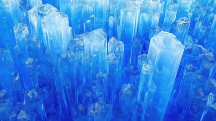 Aufkleber - Vertical Layers of Blue Ice Texture with Natural Glossy Finish in Deep Cyan and Azure Shades, Suitable for Wallpaper and Background Design
