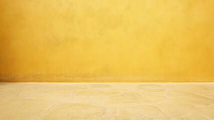 Wall Mural - Yellow Textured Wall with Sand Concrete Floor Ideal for Backgrounds and Design Projects