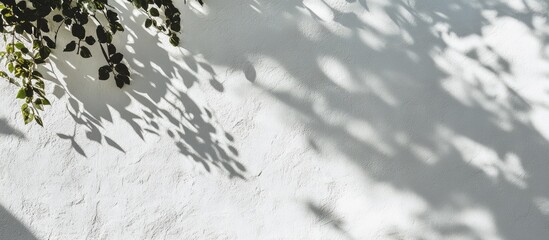 Aufkleber - Minimalist white wall featuring intricate shadow patterns from sunlight ideal for photography and design applications