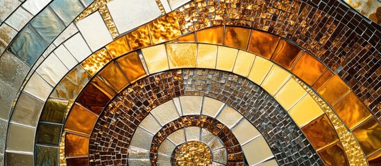 Canvas Print - Abstract Mosaic Design Featuring Metallic Gold and Earthy Tones With Generous Copyspace for Text Placement and Creative Uses