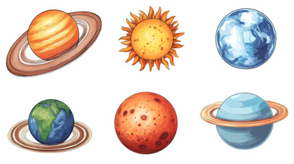 Poster - Solar System Planets and Sun on Clear Background Generative AI