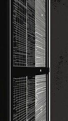 Poster - Abstract Black And White Grid Pattern Door