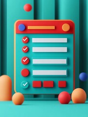 3d render of checklist app interface
