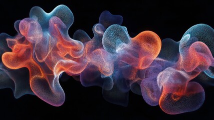 Poster - Abstract colorful flowing particles on black background.